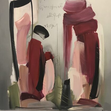 Dialoghi allo specchio, 2018, tecnica mista su tela, 100x70
