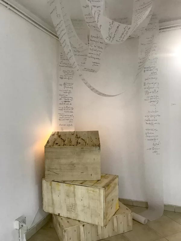 La Lettera, 2021,scatole (Cinesi) carta da lucido marker luce 