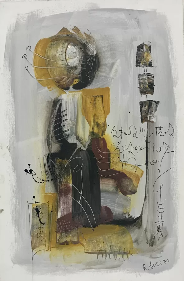 In meditazione, 2014, tecnica mista su tela, 60x40
