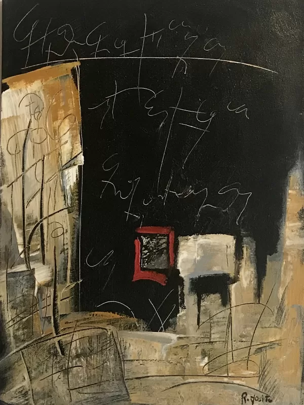 Racconto breve,2008, acrilico su tela, 40x30