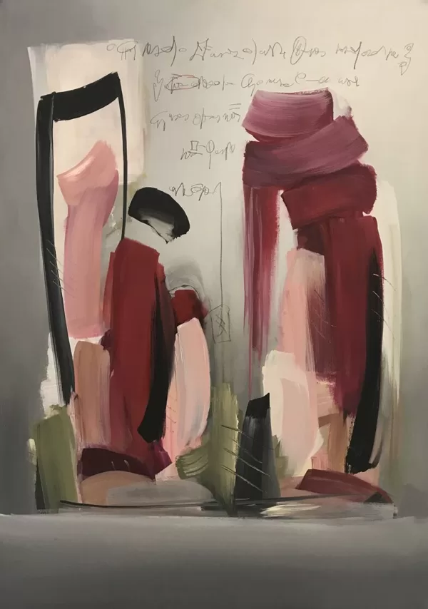 Dialoghi allo specchio, 2018, tecnica mista su tela, 100x70