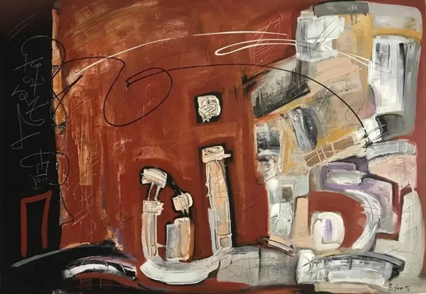 Storia di un muro, 2010, tecnica mista su tela, 70x100