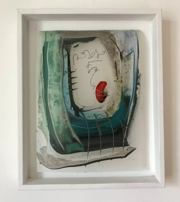 Segno riflesso, 2018, olio su foglio poliestere,26x32