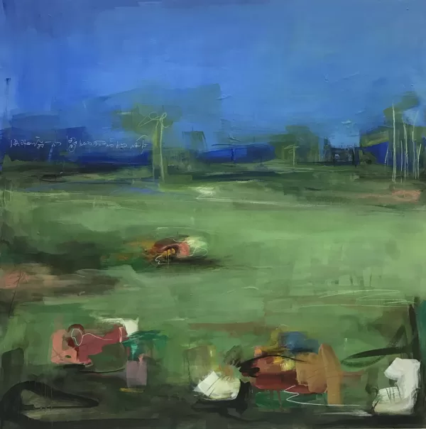Quasi notte ,2020, tecnica mista su tela, 80x80