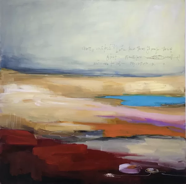 La Valle, 2021,tecnica mista su tela, 100X100 cm