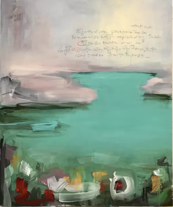 Dialogo con l’acqua, 2021, tecnica mista su tela, 120x100cm
