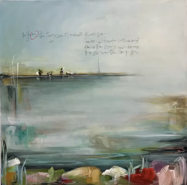 Il Suono del lago, 2020 - tecnica mista su tela - 80X80 cm